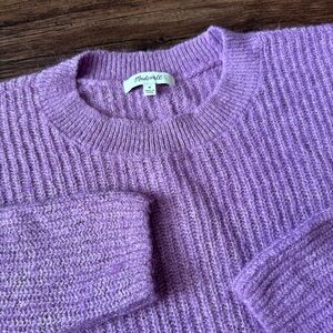 Madewell Women's Sweater Medium Purple Alpaca Wool Blend Crewneck Pullover